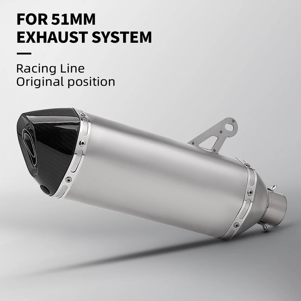 

51MM Universal motorcycle exhaust muffler carbon fiber tail pipe For CB500X MT-09 Z900 S1000RR R3 MT07 GSXS8