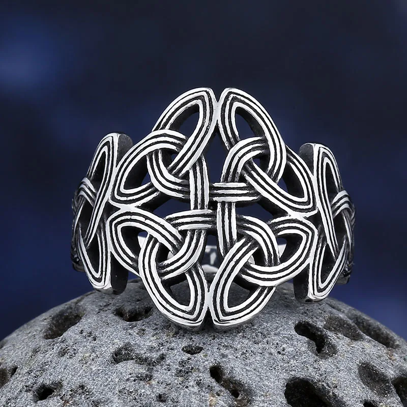 Fashion Good Polished 2024 New 316L Stainless Steel Fashion Viking Norse Celtic Knot  Rings Men Vintage Jewelry Boyfriend Gift