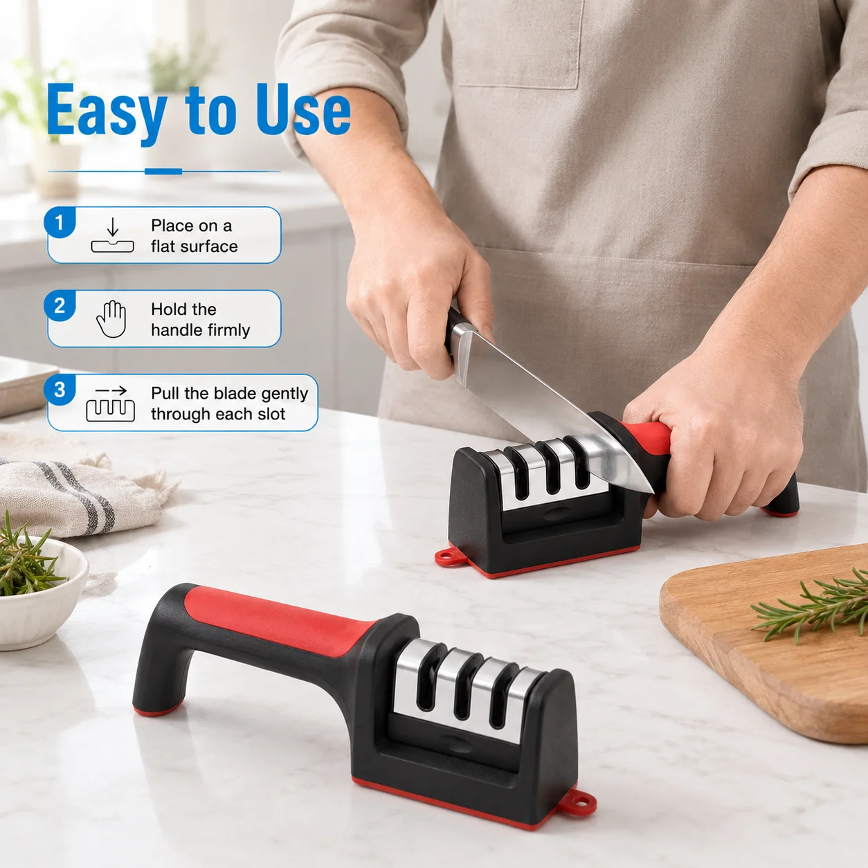 1PC Kitchen Knife Sharpener Tool 3 Stage 4 Stage Blade Grinder Non Slip Base For Stainless Steel Chef Knife Scissor Repair Use