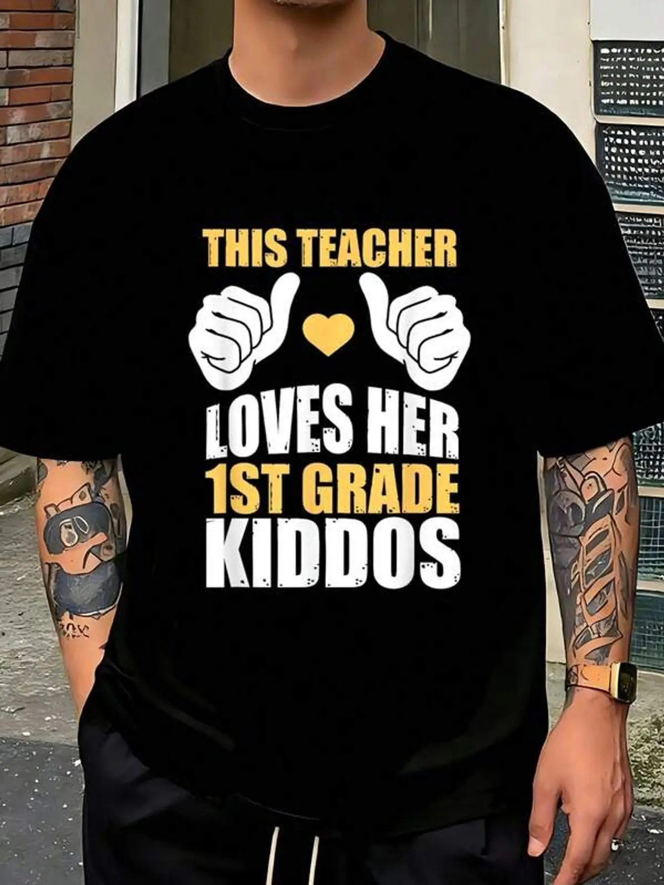 

This Teacher Loves Her Valentines Day First Grade Students-Shirt Jpg Camisas Para Hombre Men's-Shirt Graphic Tees Crop Tops Outfits Tops-Shirt