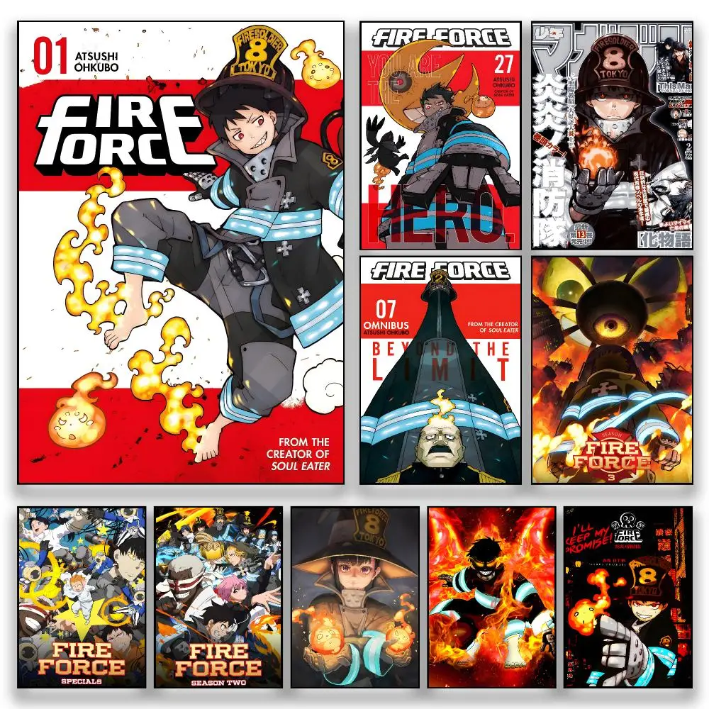 Anime F-Fire Force Japanese Manga Fantasy Dark Art Poster HD Wall Decor for Bedroom Living Room Dorm Bar Cafe Gift