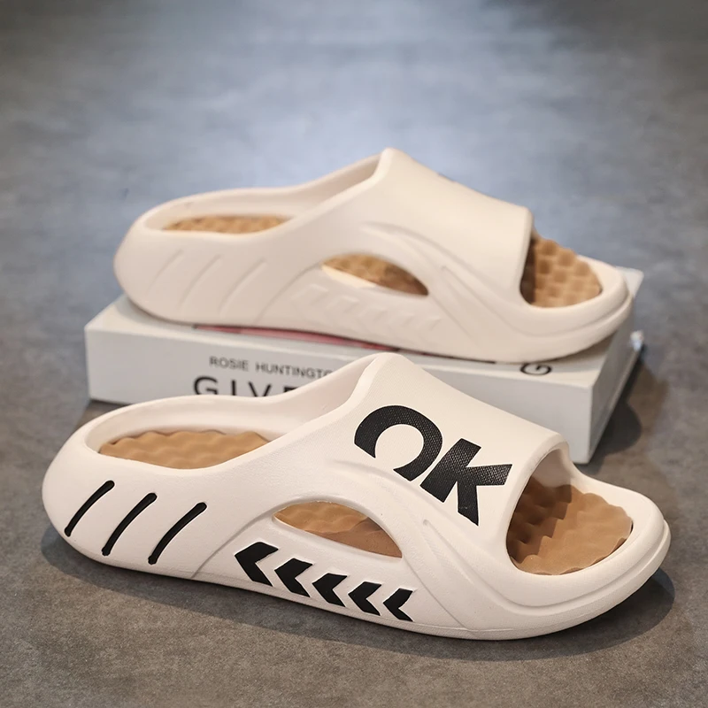 Summer Men Massage Slippers Indoor Outdoor Sandals Beach Casual Shoes Soft Sole Slides Men Flip-flops Men's Sandals Big Size 47