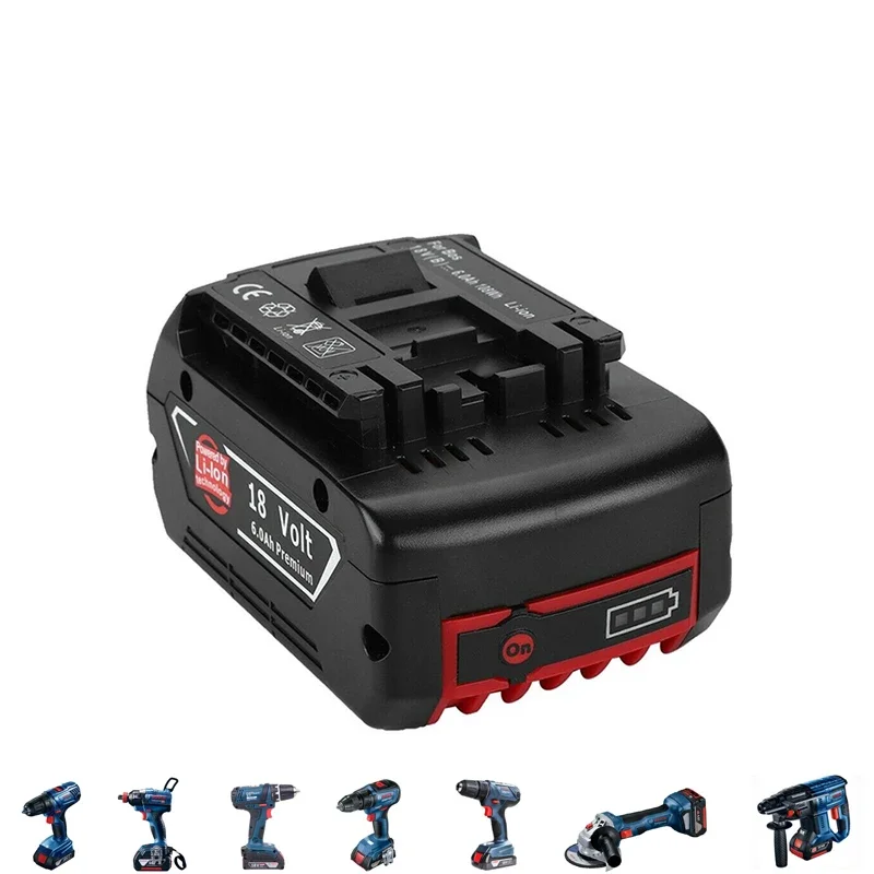 Imagem -06 - Bateria 18v Bosch 6.0ah para Furadeira Elétrica Bosch 18v Bateria Recarregável Li-ion Bat609 Bat609g Bat618 Bat618g Bat614 Carregador