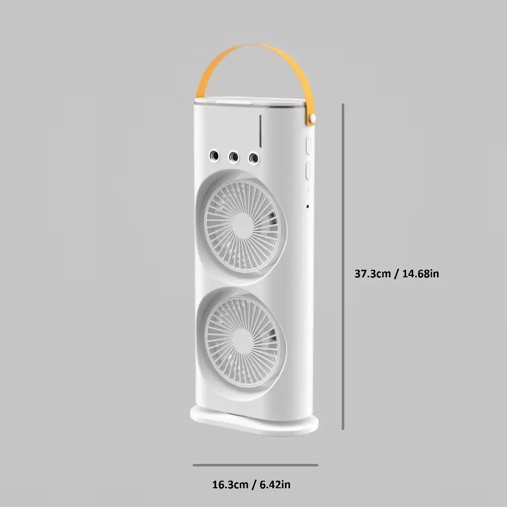 Ambientebeleuchtung 3-in-1-Klimaanlage, tragbarer Luftkühler mit zwei Köpfen, Tischventilator, geräuscharm, LED-Nachtlicht, für den Innenbereich – Detail 1