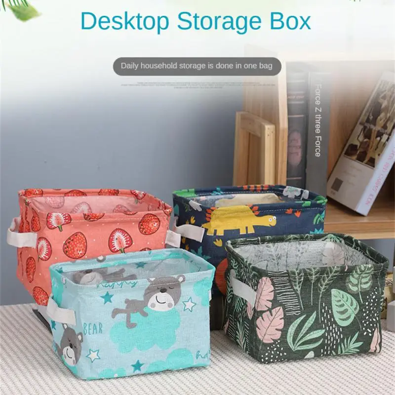 Desktop Storage Box Using Fabric Fabric With Good Moisture Permeability Cartoon Pattern Has A Beautiful Appearance Storage Box