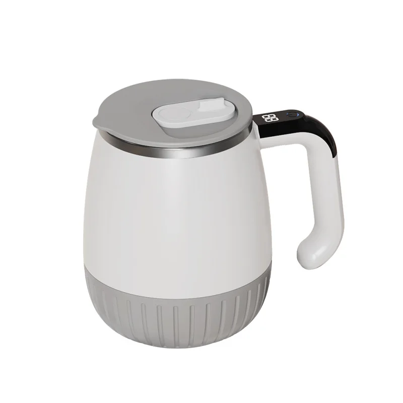 

White Electric Mixing Cup with Temperature Display Portable Rechargeable,for Home, Office, Gym