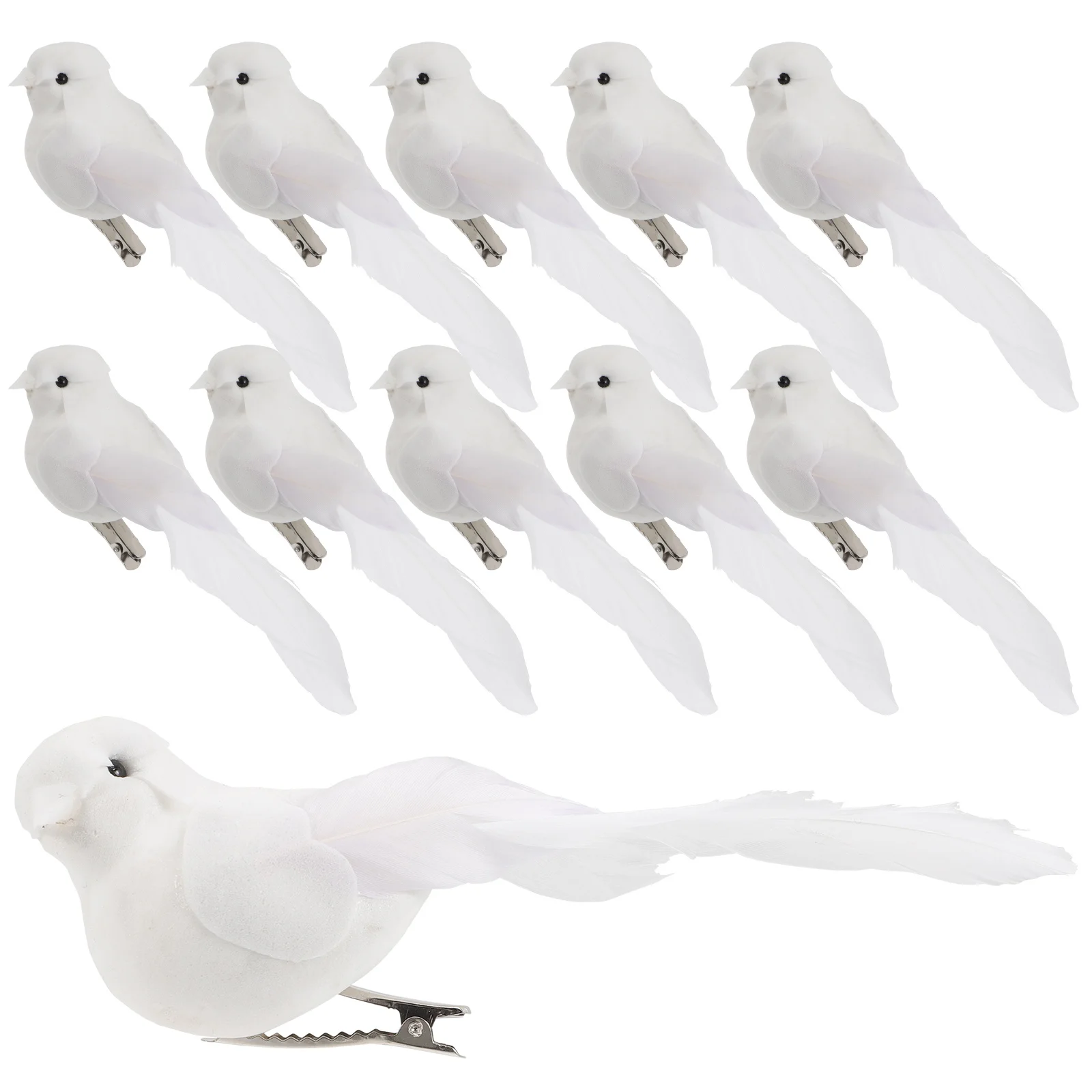 

4Pcs Lifelike Pigeon Ornaments Realistic White Feathered Birds for Garden Yard Wedding Christmas Decor Artificial Bird Statues