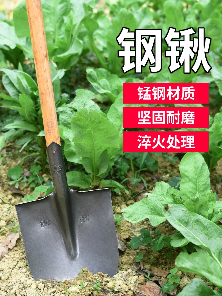 Shovel: manganese iron and steel spade; earth digging spade at construction site; outdoor spade; gardening tools; vegetable plan