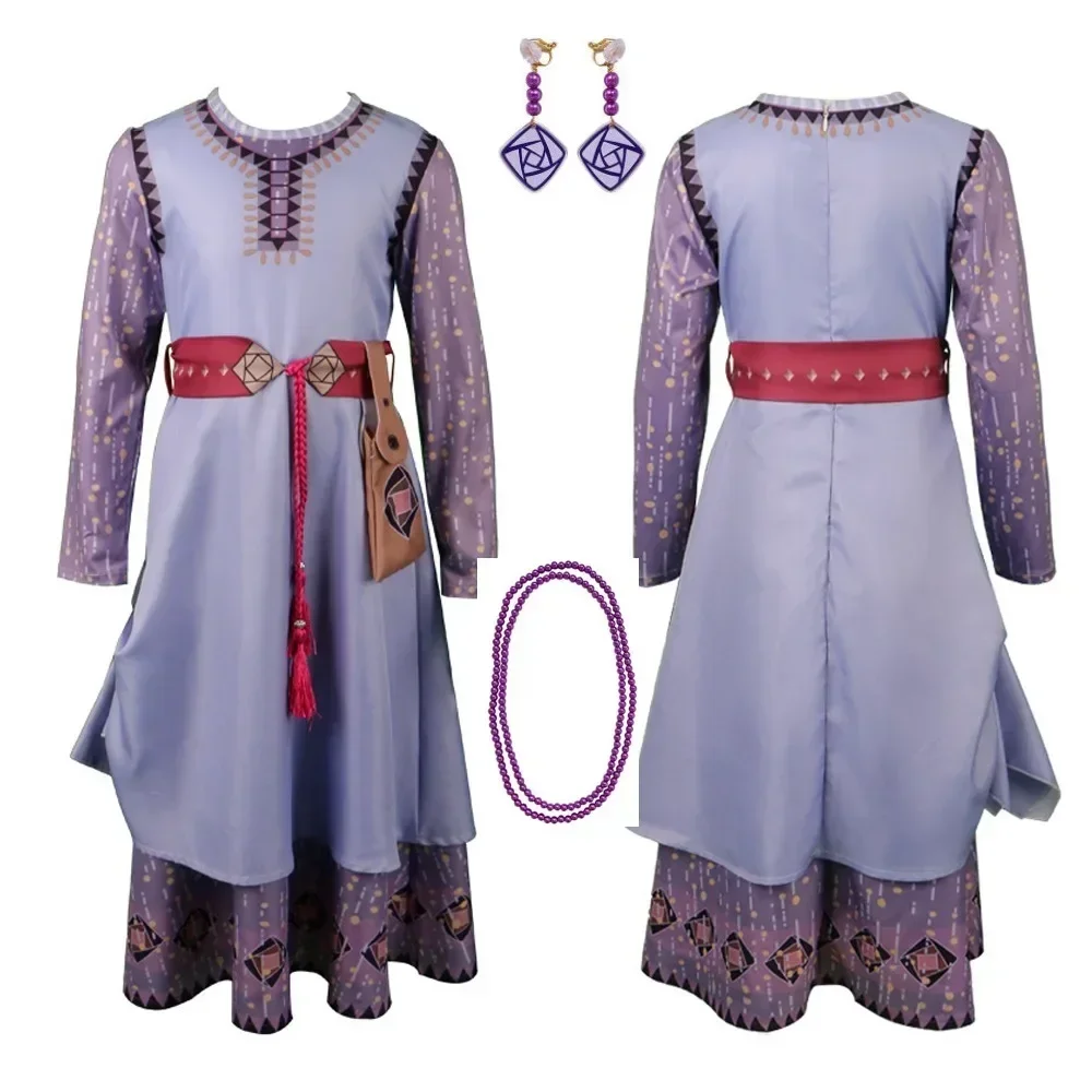 

Movie Wish Asha Cosplay Princess Costume Kids Dress for Girls Christmas Children Carnival Birthday Party Clothes Purple Dress
