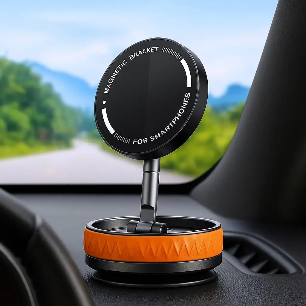 

Magnetic Car Phone Mount With 360° Rotation & Dual-Axis Design, 78LBS Suction Cup And 2400gf Strong Magnet, Foldable Dashboard Holder For All Smartphones