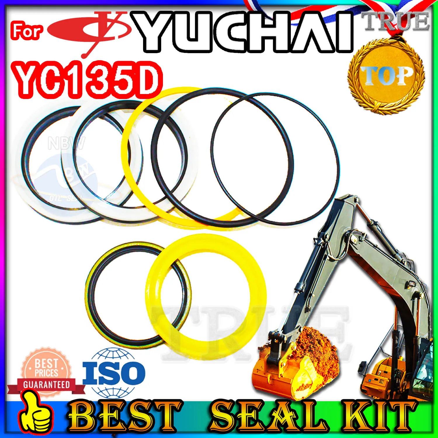 

For Yuchai YC135D Oil Seal Repair Kit Boom Arm Bucket Excavator Hydraulic Cylinder Digger Clamshell Shovel Adjust Swing Gear