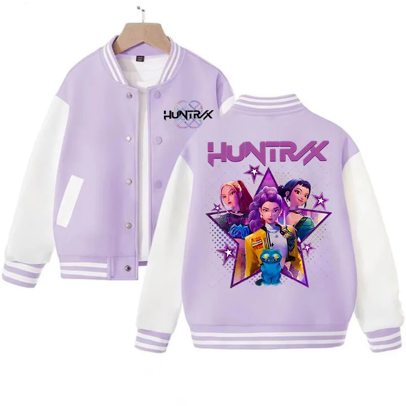 

2026 New Cross Border Kpop Witch Hunter Kids Baseball Jacket Spring Autumn Cartoon Trendy Top Unisex Boys Girls Outerwear