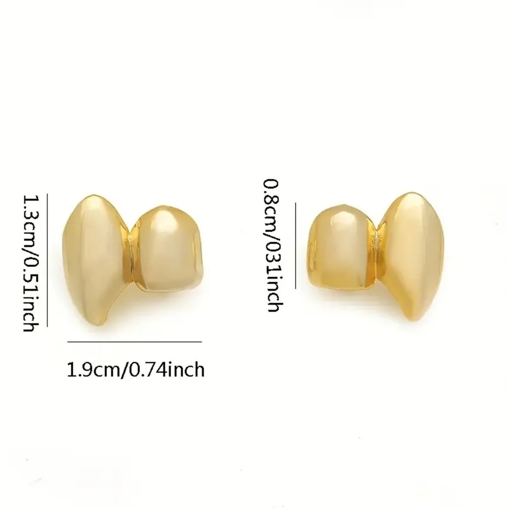 2Pcs/Set Double Glossy Hip-Hop Tooth Grills Halloween Gift Gold Silver Color Tooth Caps Punk Jewelry Charm Fangs Dental Grills - view 6