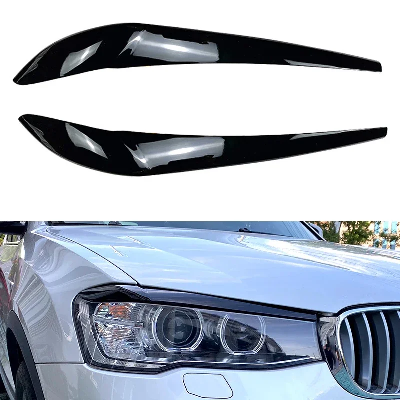 

2PC Car Front Headlight Eyebrow Eyelid Lamp Head Light Eyebrows Carbon Fiber For BMW X3 F25 X4 F26 2014-2017 Auto Accessories