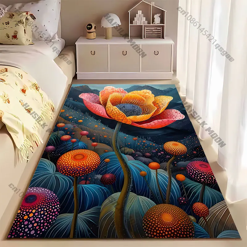Vibrant nature surreal flower carpet Yoga living room room decor children's crawling mat doormat area rug games mat