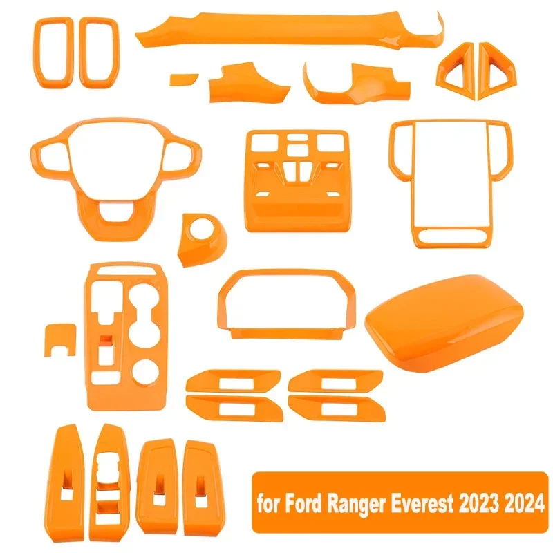 

For Ford Ranger T9 2023 2024 Auto Accessories Oranger Dashboard Air Outlet AC Vent Frame Reading Trim Interior Cover