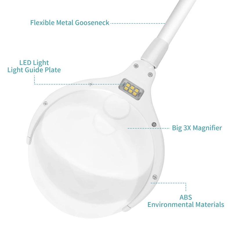 Handheld Magnifier 3X 8X Illuminated Desk Table Led Lamp Magnifying Glass Rechargeable Magnifier With Light For Crafts, Hobbies,