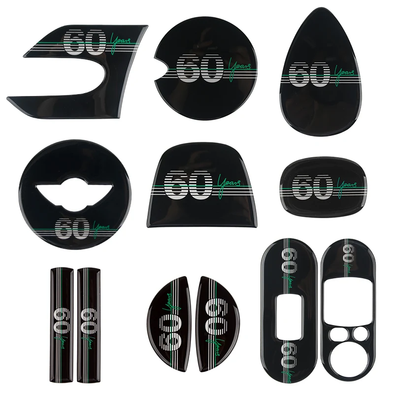 For Mini Cooper S JCW  F55 F56 Hatchback Accessories Car 60 Years Anniversary Epoxy Stickers Outlet Handle Gear Interior Sticker