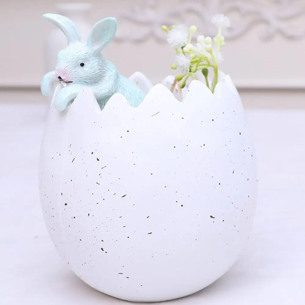 

Creative Cute Easter Egg Bunny Figurine Festival Weatherproof Mini Egg Statue Resin Crafts Desktop Rabbit Ornament Party Gifts