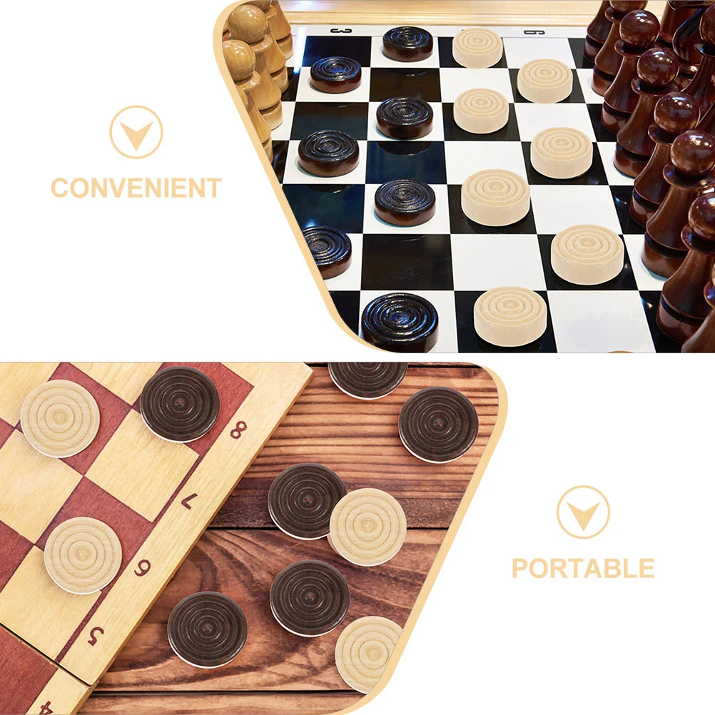 72 Pcs Wooden Checkers Pieces Smooth Compatible Board Games Backgammon Accessories Portable Gift Safe Wood Material