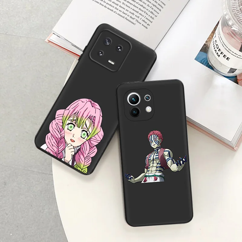 Matte Phone Cases For Redmi 12 12c 13c Note12 Note13 Pro Demon Slayer Xiaomi 13 Lite 12x 12t Kimetsu No Yaiba Soft Black Cover