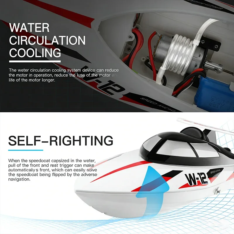 WLtoys WL912-A High Speed RC Boat 2.4Ghz 35KM/H 390 Brushed Motor Racing Boat with Automatic Righting System Ideal Gift Toy