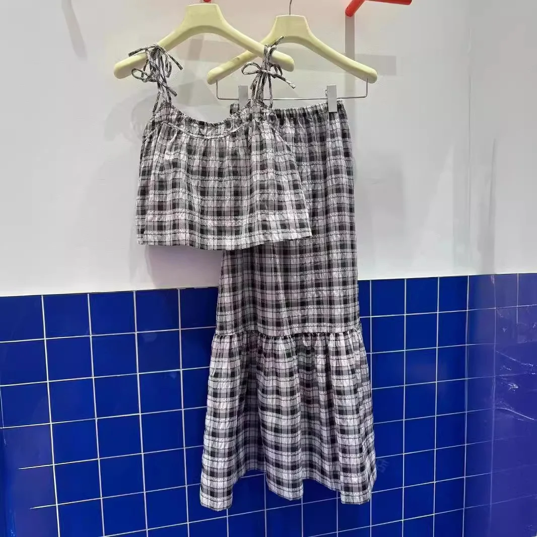 

Новый летний комплект Nordic 2024: Модный женский костюм из легкой ткани в клетку, светло-фиолетовый, для студентов и офиса