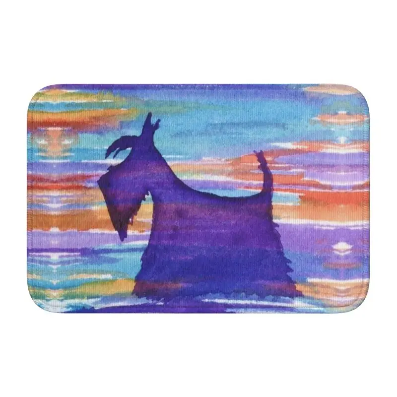 Custom Welcome Scottish Terrier Scottie Dog Door Floor Kitchen Bath Mat Anti-Slip  Doormat  Room Entrance Rug Carpet Footpad