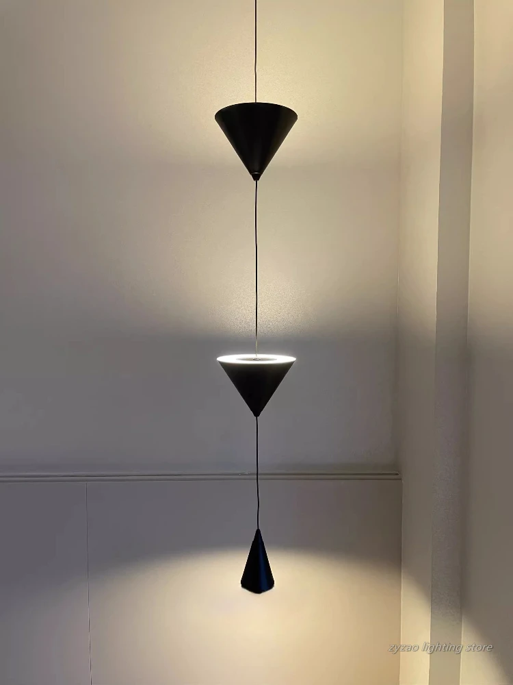

Modern Minimalist Porch Bedroom Bedside Lamp Decoration Creative Living Room Conical Small Chandelier Home Decor Pendant Lights