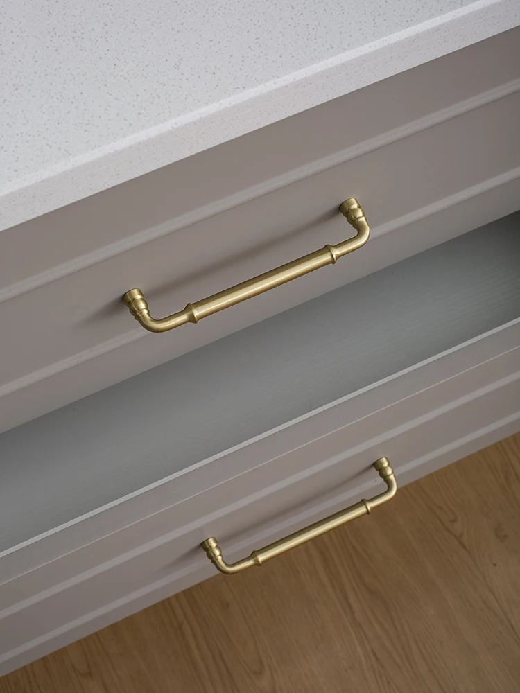 Solid Brass Cabinet Handle Sleek Furniture Hardware Kitchen Handle Dressers Wardrobe Cabinet Drawer Knobs Gold Handle