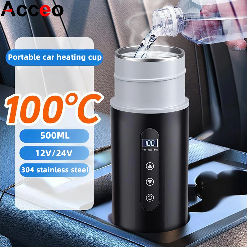

Автомобильная электрическая нагревательная чашка 12 В/24 В, автомобильный универсальный сенсорный экран, регулирующий температуру, портативная нагревательная чашка