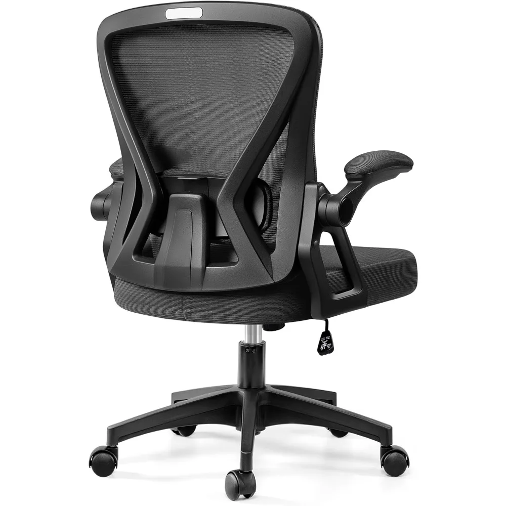 

Office Chair, Ergonomic Home Computer Desk Chairs, Comfy Breathable Mesh Chair with Adjustable Lumbar Support Flip-up Armrests,