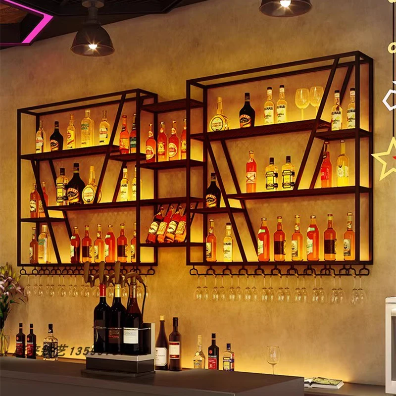 Wall Mounted Display Wine Rack Living Room Corner Storage Whisky Inverted Wine Cabinets Hanging Metal Stojak Na Wino Furniture