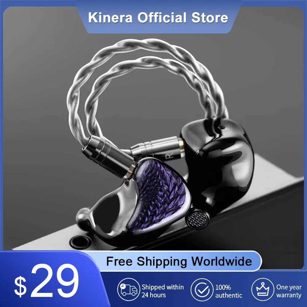 Kinera Celest Wyvern Black Earphones  HiFi Music Headphone With Detachable Boom Microphone IEMs Cable Audio Headphones For Study