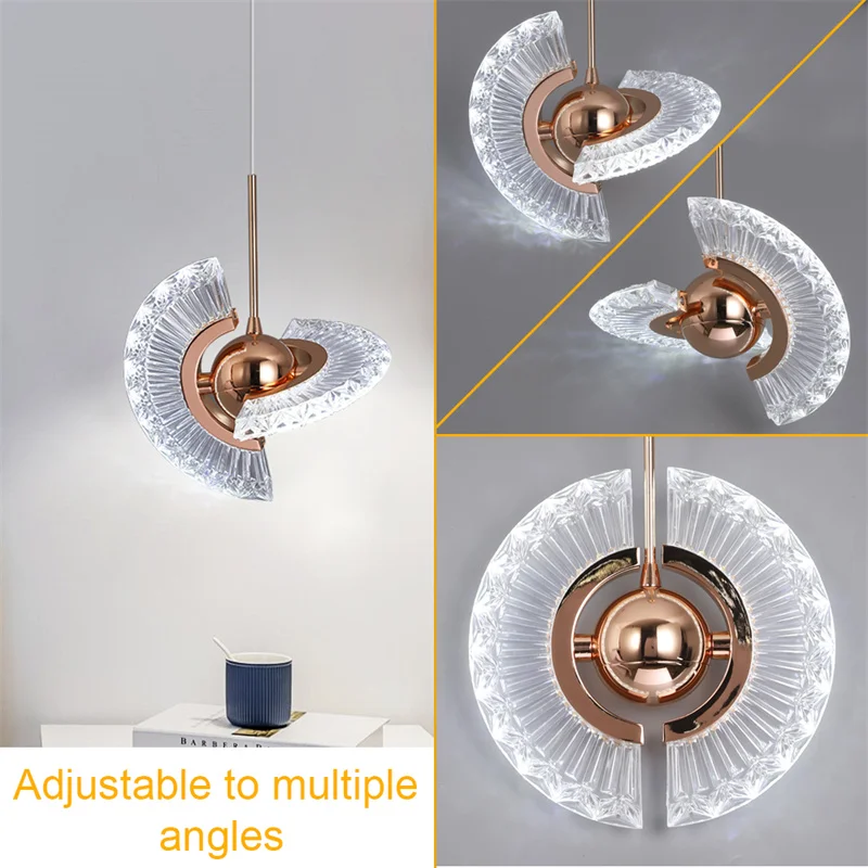 Iron Crafts+Acrylic Hanging Chandelier For Bedroom Dining Room Rotatable Led Ceiling Lamp Lustre Home Decoration Mood Lighting image 5