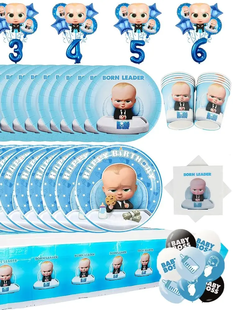 Bossed Baby Cartoon Geburtstagsparty Dekoration Einweggeschirr-Set Teller Becher Ballon-Set Kinder Baby-Shower Zubehör Geschenk – Detail 21