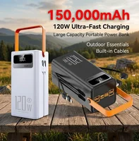 Batterie externe de grande capacité 120W 150000mAh à charge rapide, alimentation mobile pour l'extérieur, batterie de secours pour le camping en plein air 1