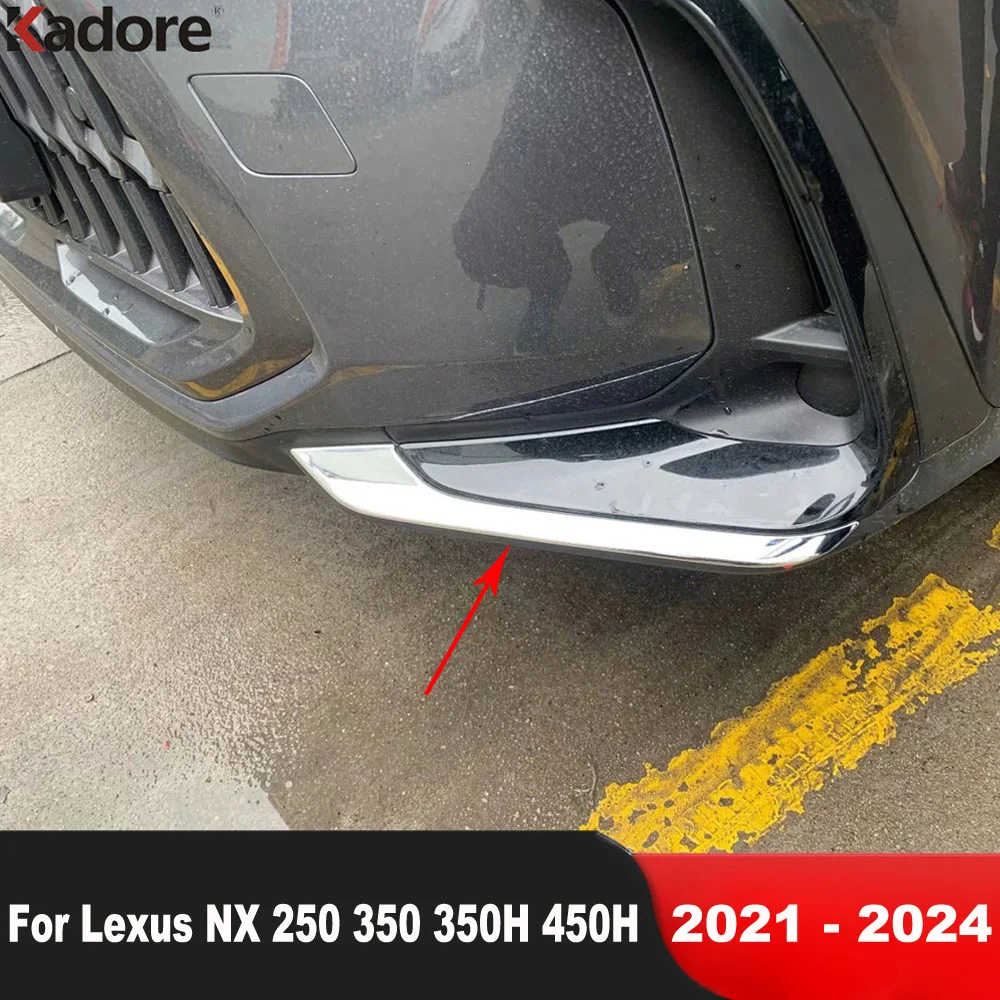 Front Fog Light Lamp Cover Trim For Lexus NX 250 350 350H 450H 2021 2022 2023 2024 Chrome Car Head Foglight Strip Accessories