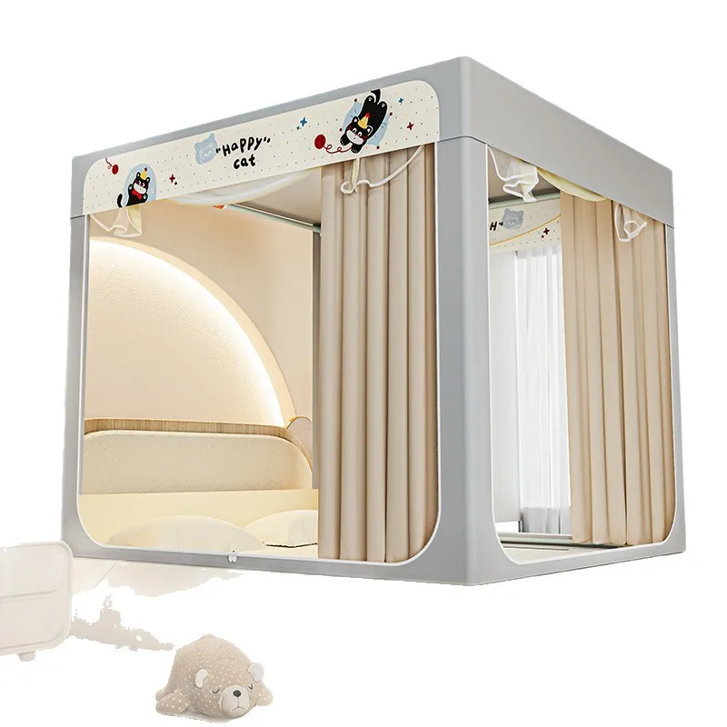 New Class A Thickened Bracket Sitting Bed Mosquito Net Home Bedroom Blackout Square Top Baby-Safe Kids Anti-Fall Mosquito Net