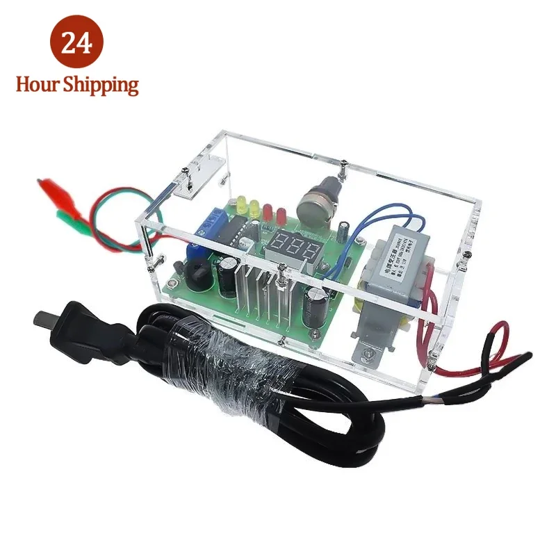 EU 220V DIY LM317 Adjustable Voltage Power Supply Board Learning DIY Kit With Case output 1.25V-12V