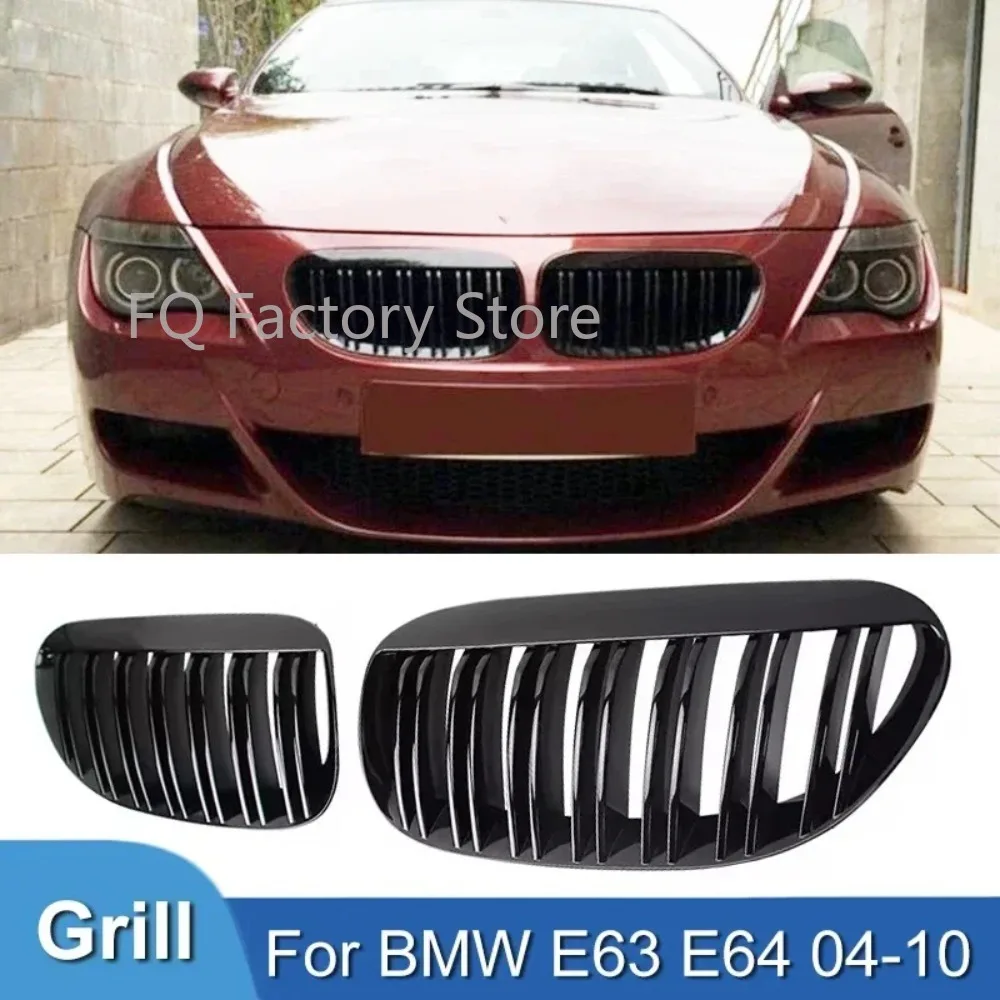 

Pair Glossy Front Kidney Bumper Grill Grille For BMW 6 Series E63 E64 630i 650i 645ci 2004-2010 Racing Grill Double Slat Cover