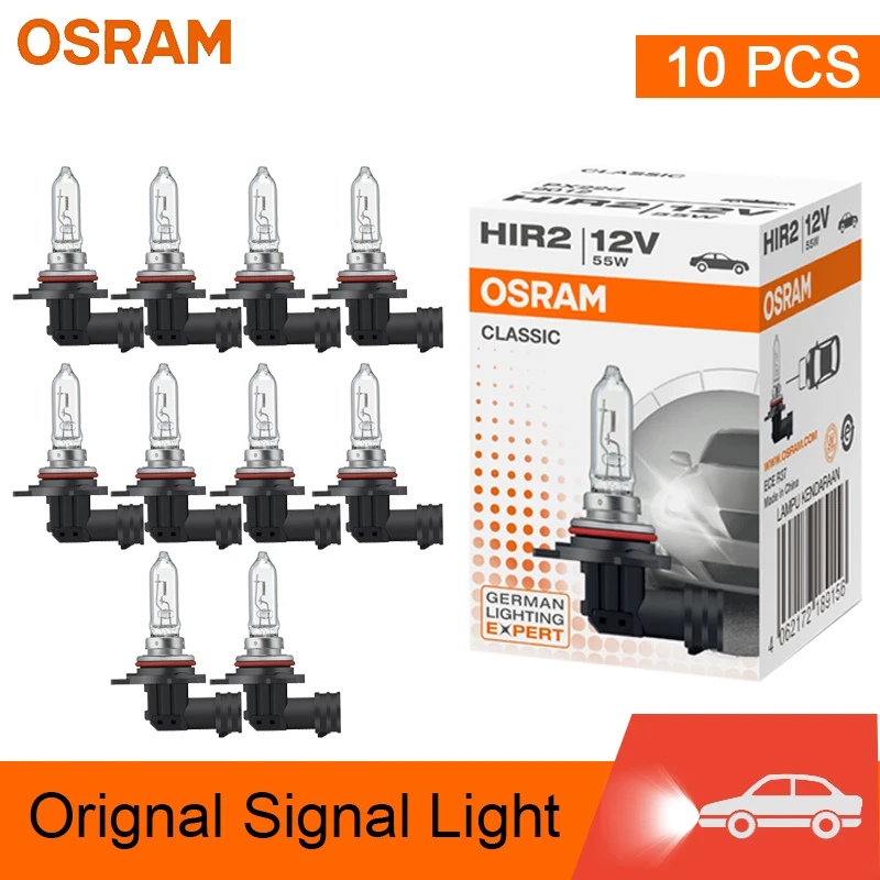 

10 шт. OSRAM 9012 HIR2 12 В 55 Вт PX22d классическая галогенная фара оригинальная автомобильная лампа 3200 К свет авто лампа стандарт Hi/lo Beam ECE