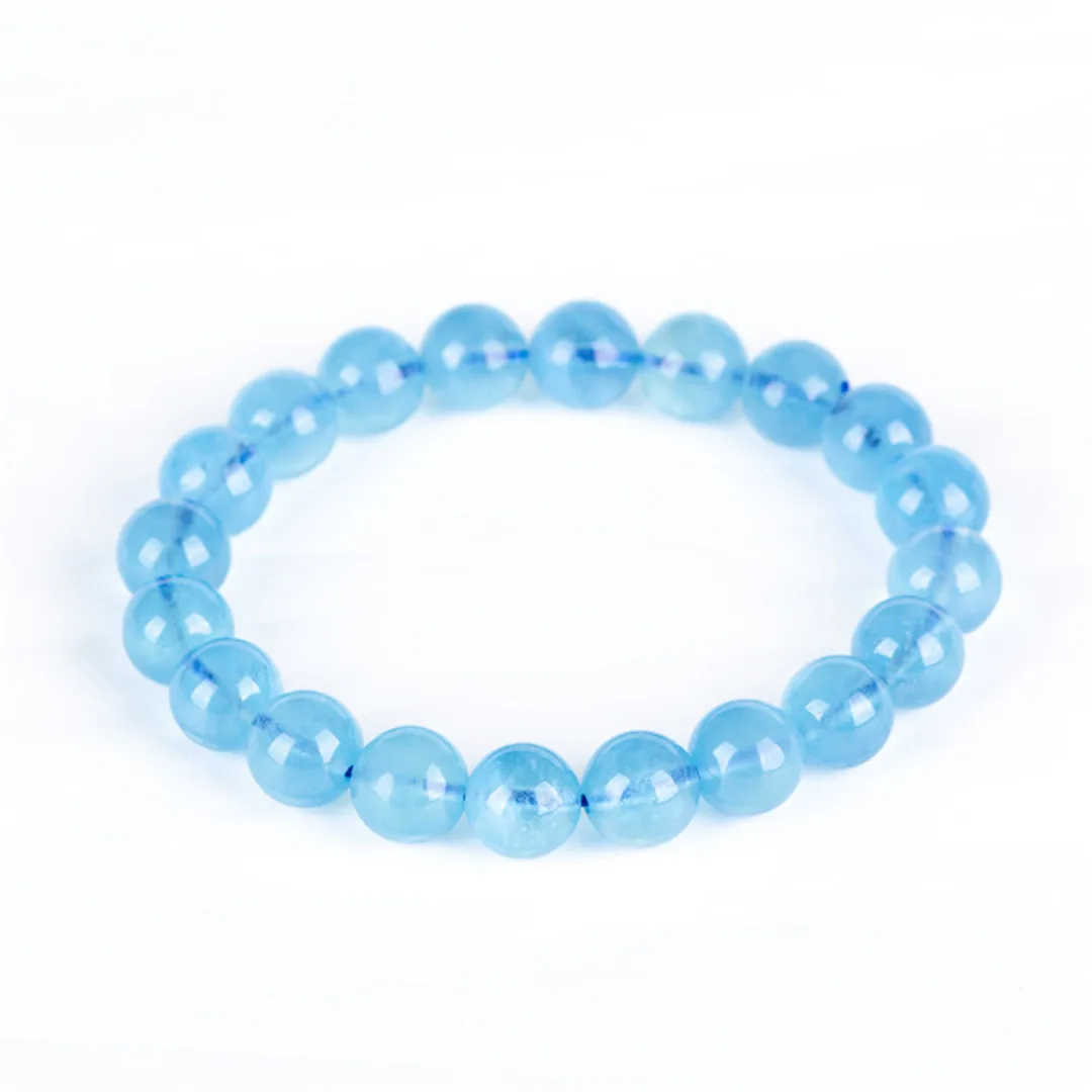 Top Natural Blue Aquamarine Bracelet Jewelry For Women Men Love Luck Gift Crystal Energy Gemstone Stone Round Beads AAAAA 7-10mm