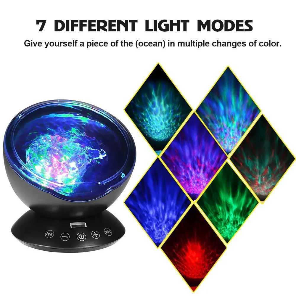 Ocean remote control projection light insert card Colorful Ocean Wave Talent Music Starry Sky Water Pattern Projection