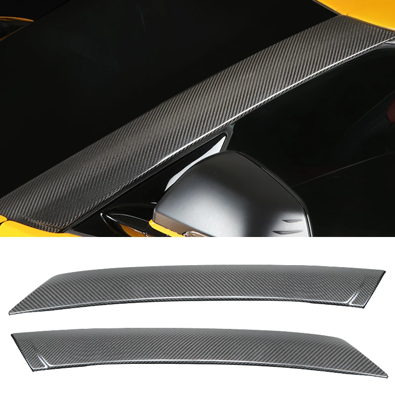 For GR Supra A90 Real Carbon Fiber Car Front Windshield A-Pillar Decoration Panel Cover Sticker Car Trim Accessories