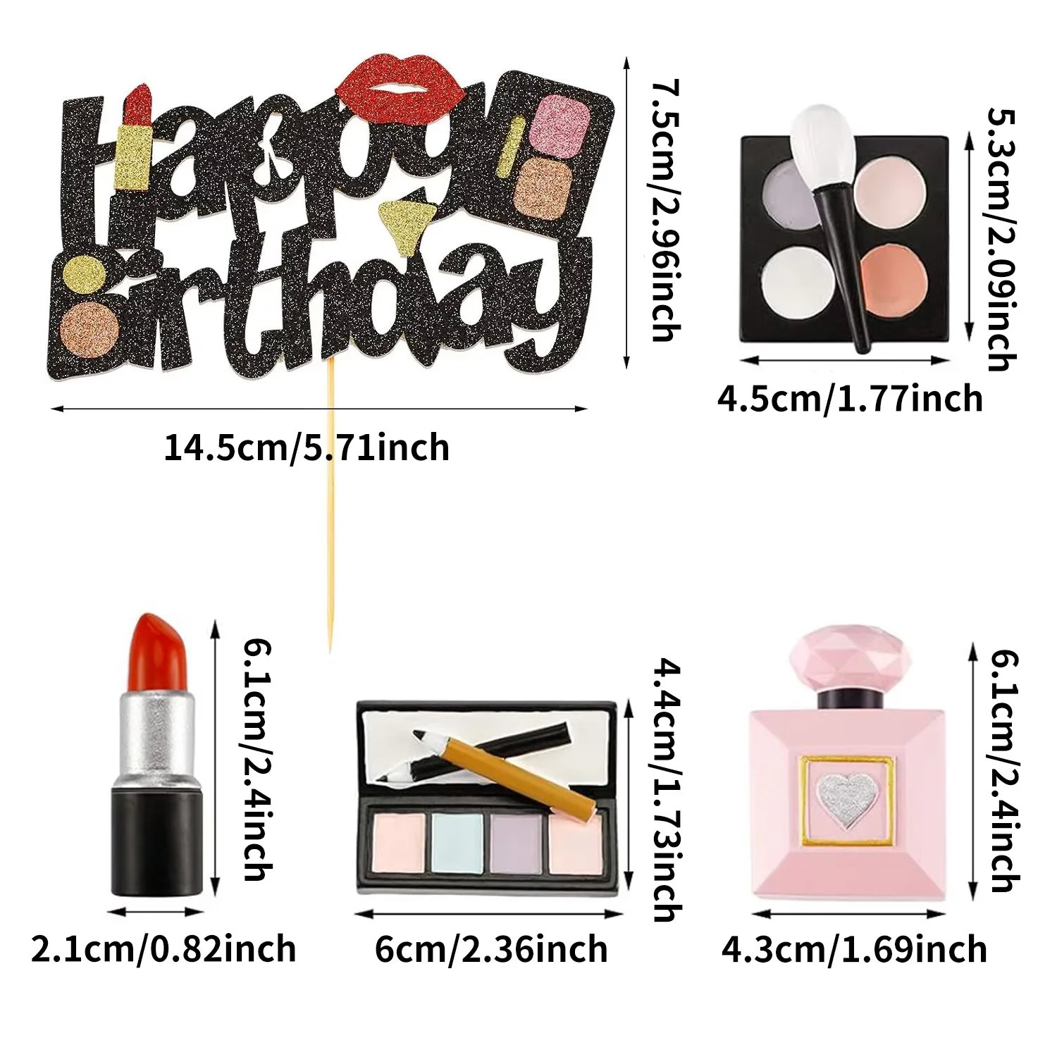 4 Stück Kunstharz-Kosmetik-Kuchenaufsätze – Lippenstift- und Parfümdekoration für Make-up-Thema, Braut, Bachelorette, Geburtstagsparty-Zubehör – Detail 12