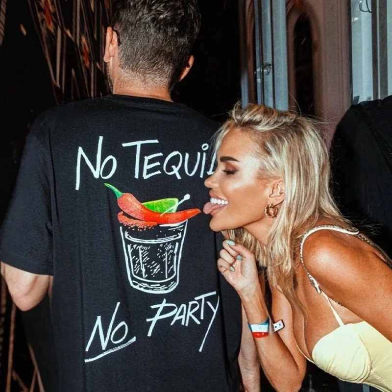 No Tequila No Party Electric Music Festival Graphic Tee Cotton Mens Womens T-Shirt Summer Vintage Streetwear