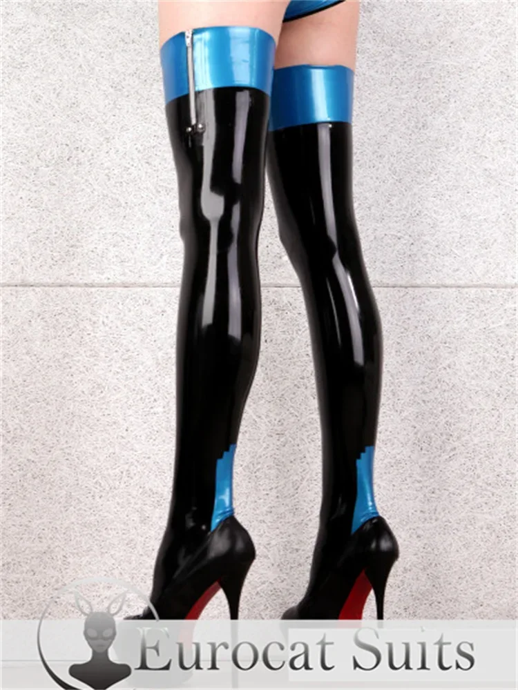 

latex stockings eurocat suits latex leggings rubber fetish customised clubwear cosplay Latex Stockings with Back Seam