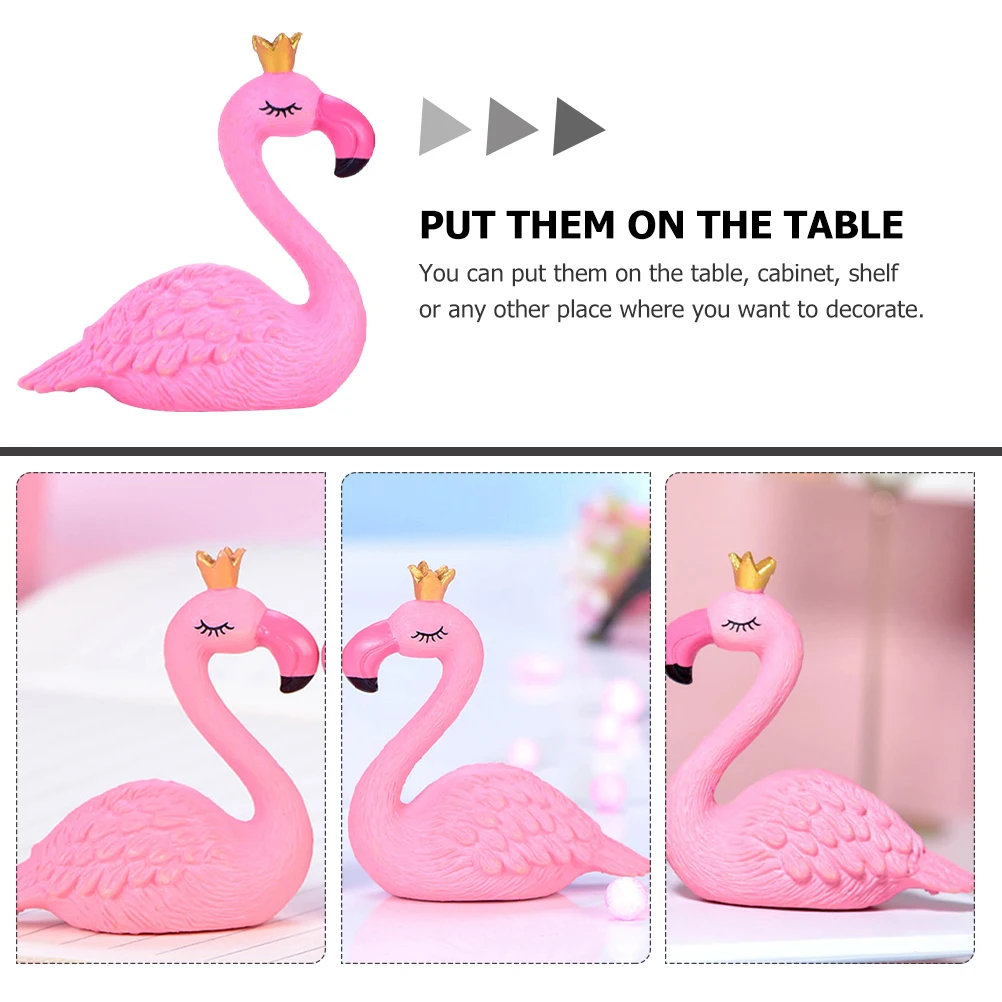 

6 Pcs Crown Flamingo Decoration Decorations Flamingos Pvc Garden Ornament Miniature Animal Figurines