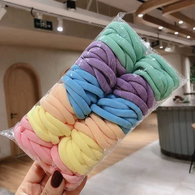 50/Set Bunte Elastische Haarbänder Kinder Mädchen Pferdeschwanz Halter Elastische Gummibänder Für Frauen Haar Zubehör Stirnband